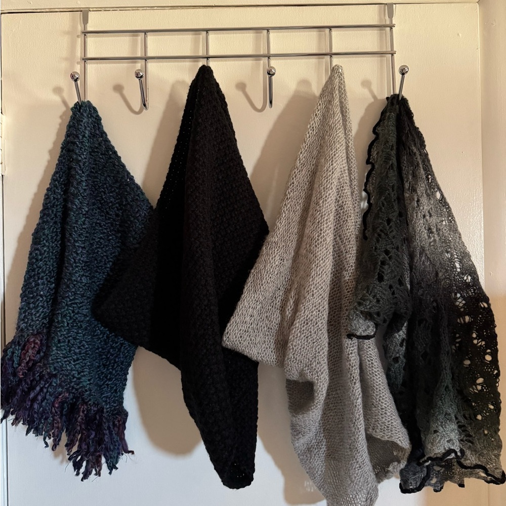 Cozy Knit Throw Blanket Set - Black, Gray, Blue